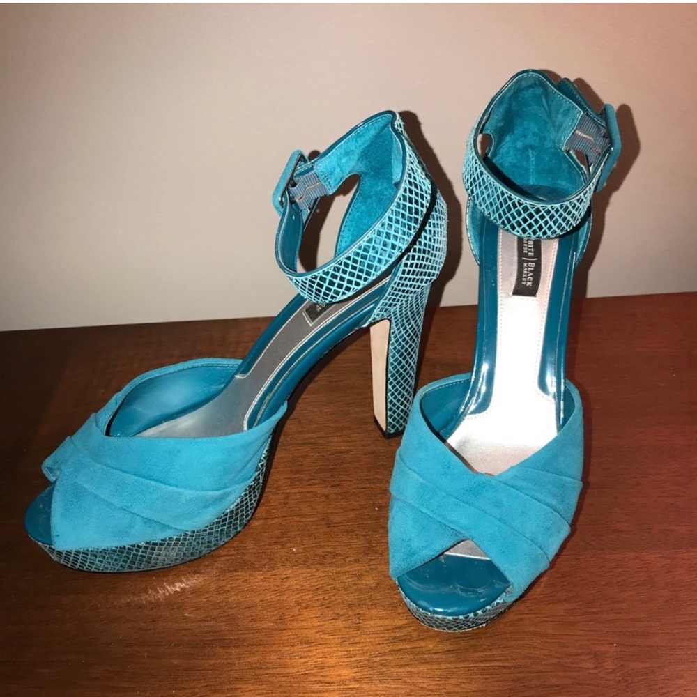 Teal Peep Toe Platforms